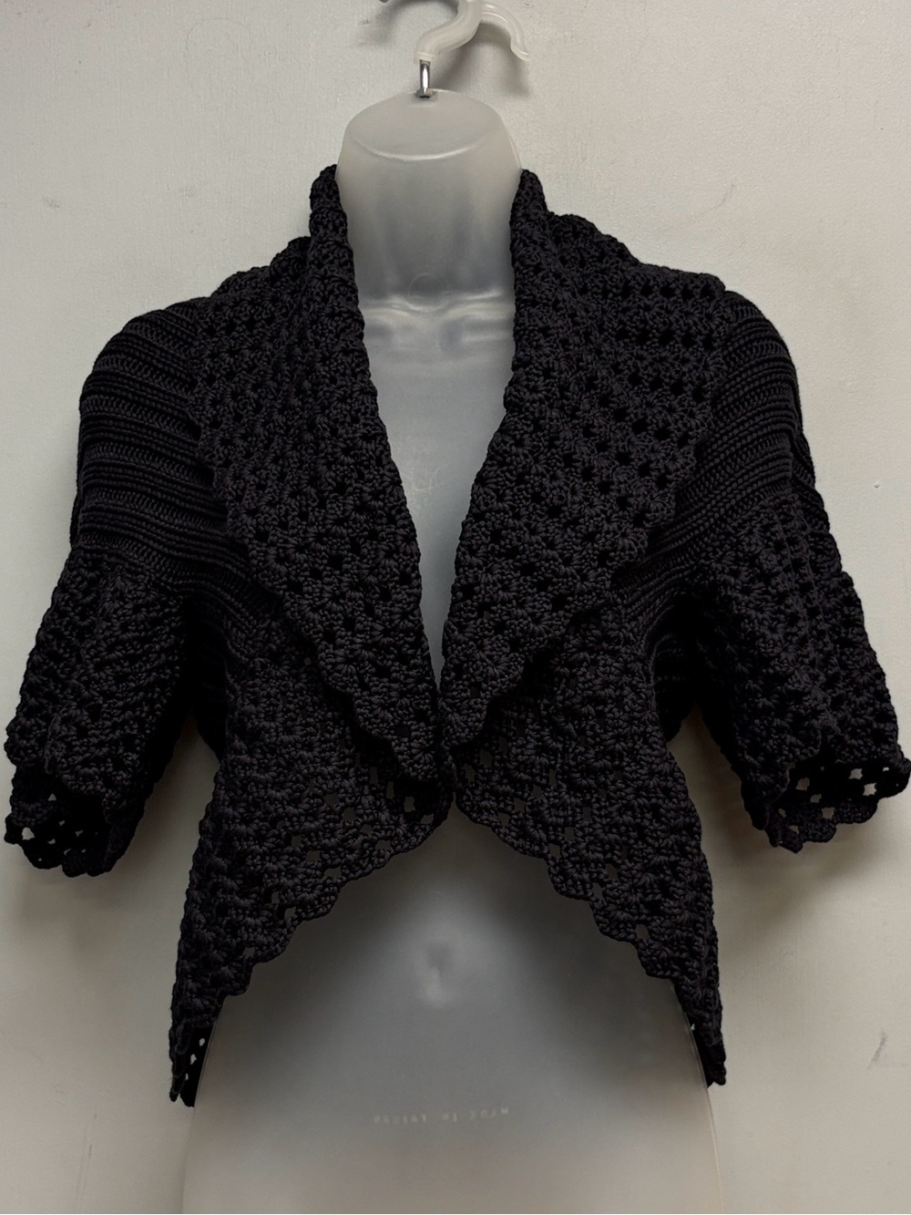 Lafayette 148 New York Black Silk Crochet Shrug Cardigan Size M